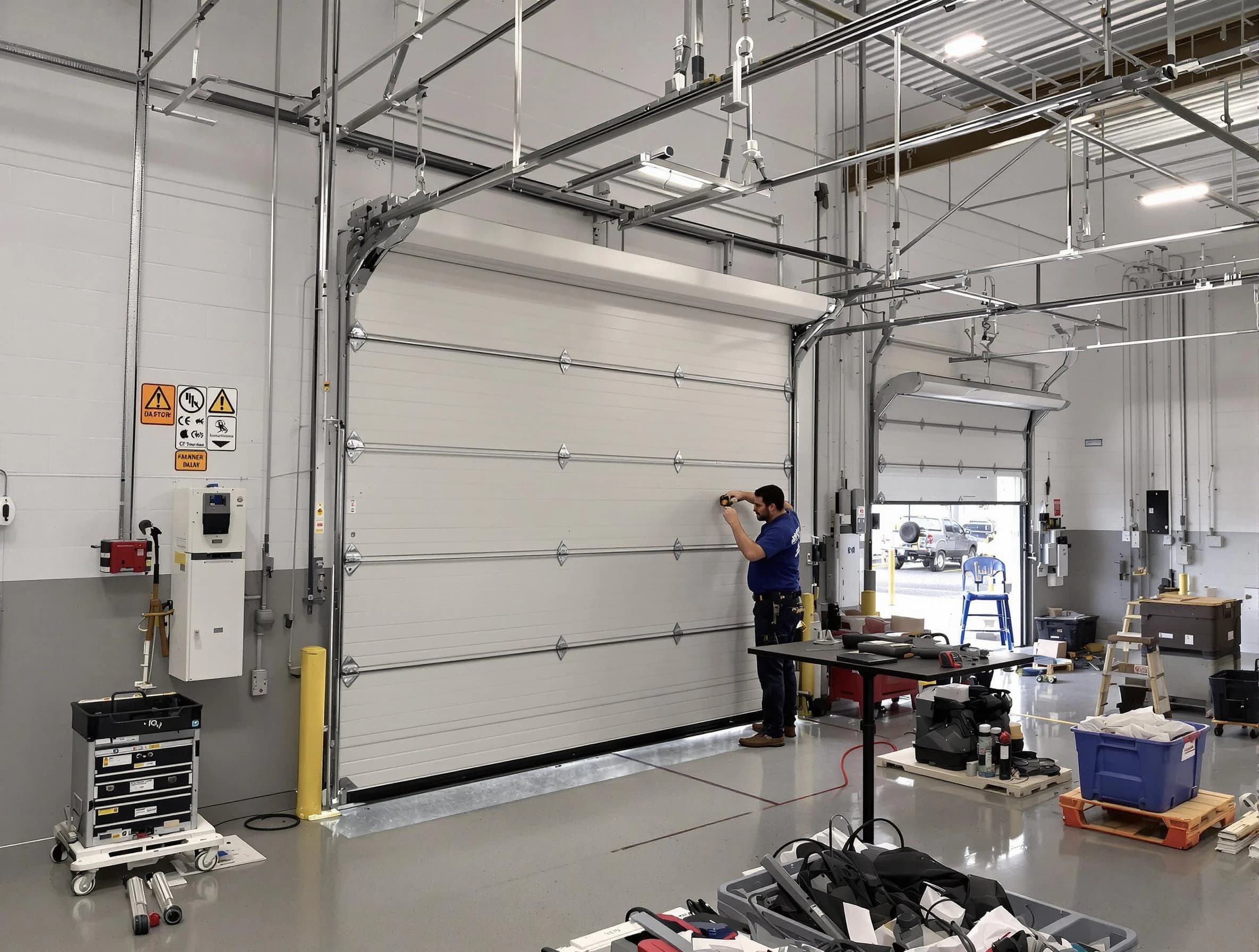 Commercial garage door repair being performed by Bernalillo Garage Door Repair expert in Bernalillo