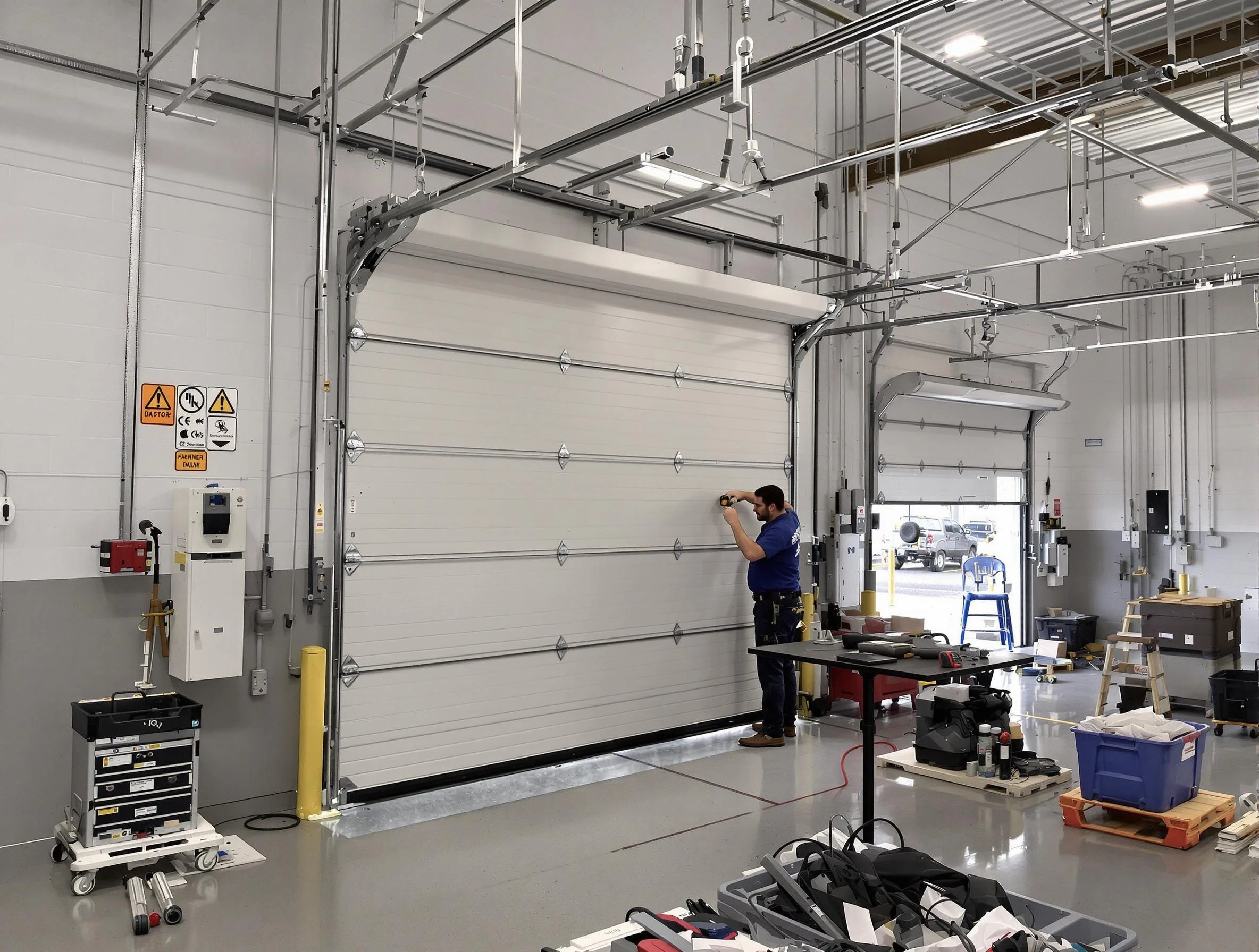 Commercial garage door repair being performed by Bernalillo Garage Door Repair expert in Bernalillo