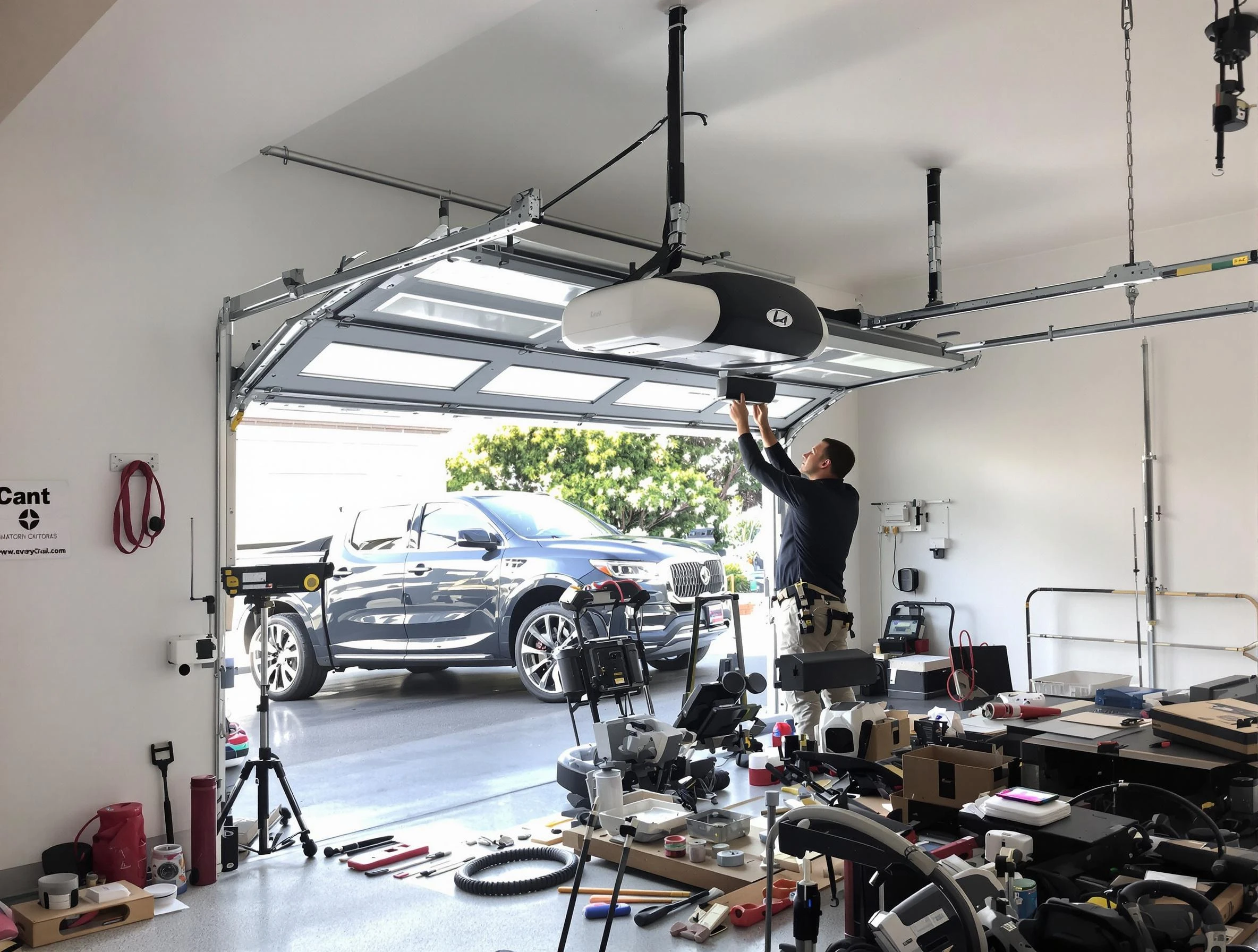 Bernalillo Garage Door Repair specialist installing smart garage door opener system in Bernalillo home