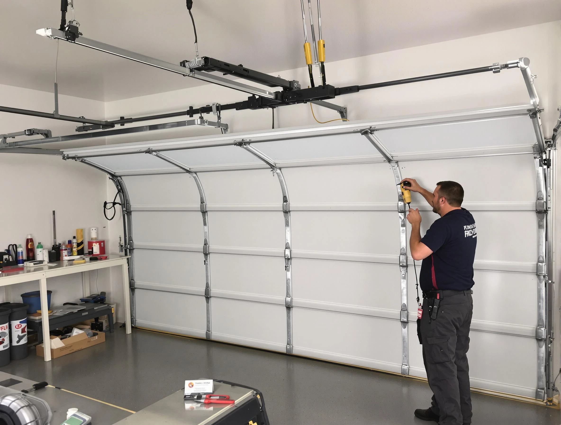 Bernalillo Garage Door Repair certified technician performing overhead door system repair in Bernalillo