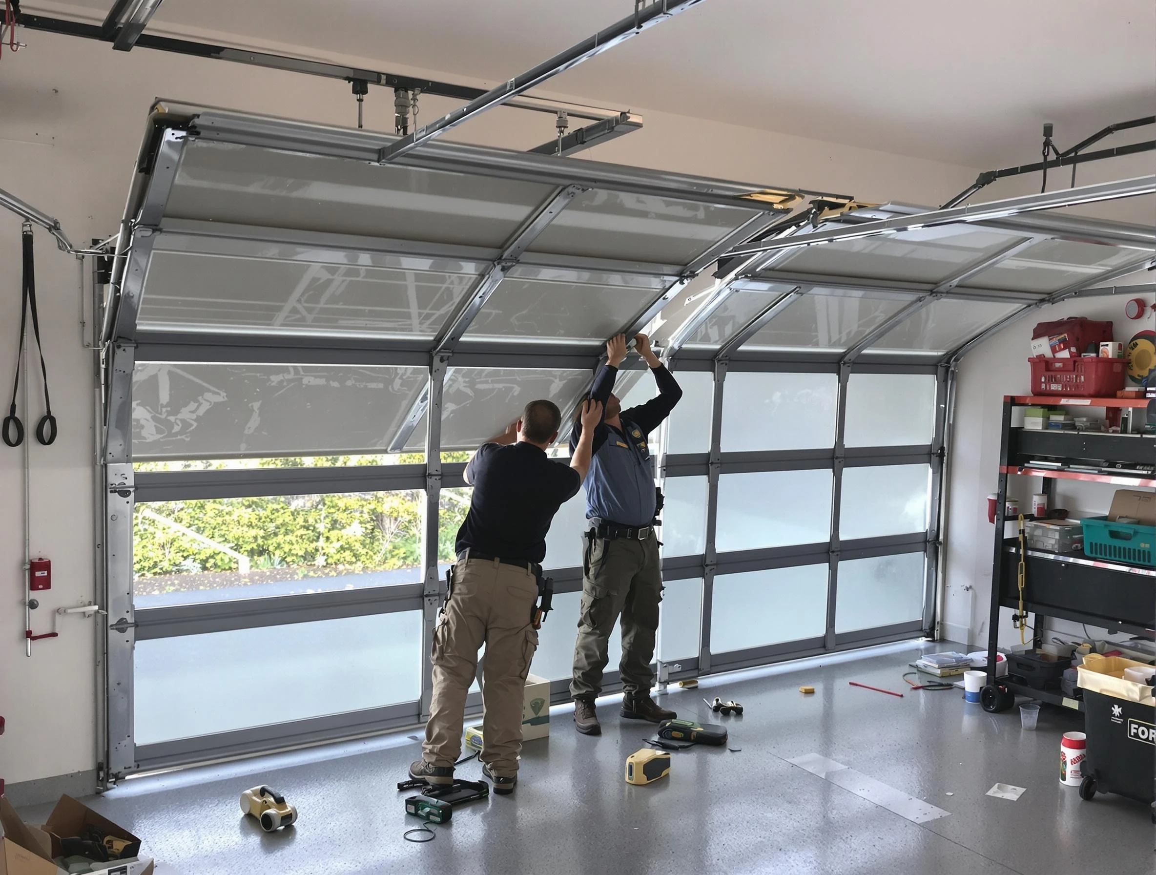Bernalillo Garage Door Repair expert performing precise panel replacement on Bernalillo garage door